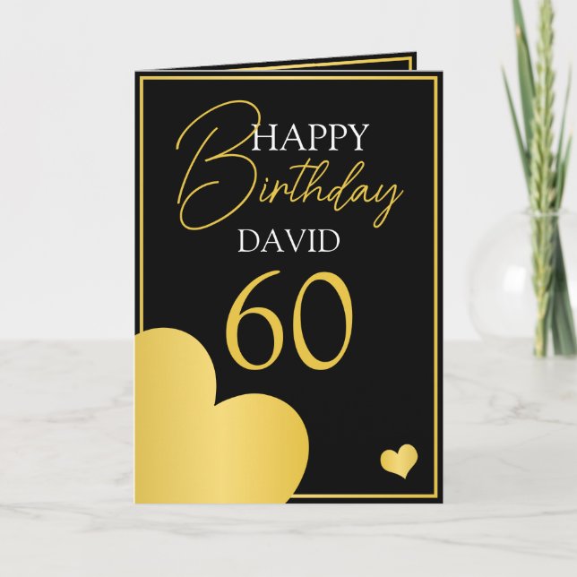 Tarjeta Moda Black and Gold Husband 60 cumpleaños (Anverso)