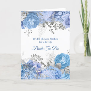 Tarjeta Moda Blue Silver Floral Bridal Shower