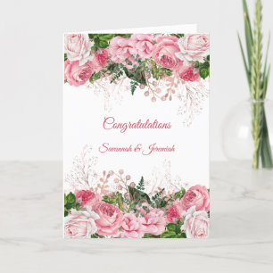 Tarjeta Moda Boda de felicitaciones a Floral Rosa
