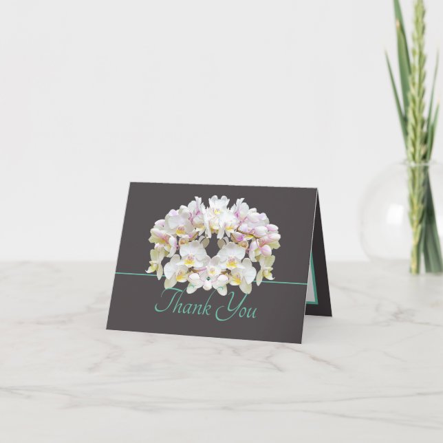 Tarjeta Moda Bouquet de la Moneda Blanca Orquídeas Gris (Anverso)