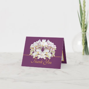 Tarjeta Moda Bouquet de las orquídeas blancas de oro morad