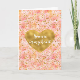 Tarjeta Moda color de agua rosa oro corazón de confetti