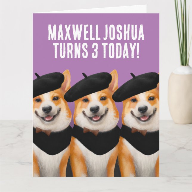 Tarjeta Moda Cute Corgi Dogs te desea feliz cumpleaños (Anverso)