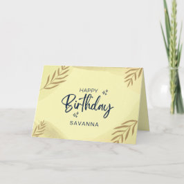 Tarjeta Moda de color de agua amarillo Happy Birday Custom