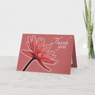 Tarjeta Moda de color de Red Water Lily Mod Floral Gracias