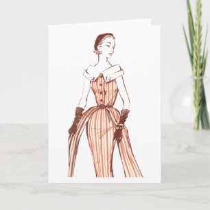 Tarjeta moda de los años 50 - saludo o Notecard