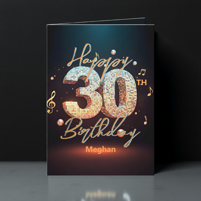 Tarjeta Moda de moda Sparkling Disco Dance 30 cumpleaños (Subido por el creador)