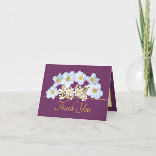 Tarjeta Moda de oro morado Anemone Orchid Bouquet Gracias