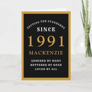 Tarjeta Moda de oro negro personalizada en el 30 aniversar