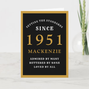 Tarjeta Moda de oro negro personalizada en los 70 años de 