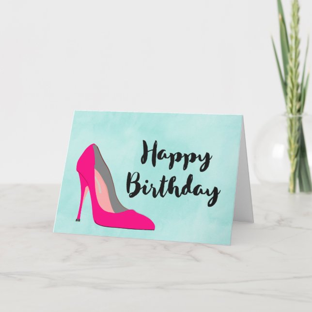 Tarjeta Moda de zapatos de tacón de tacón de tacón rosado  (Anverso)