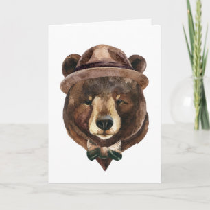 Tarjeta Moda del oso acuarela