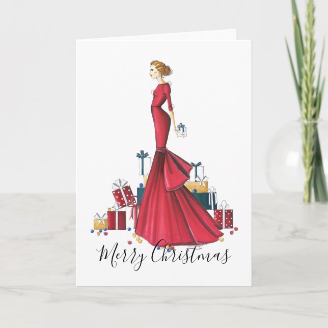 Tarjeta Moda Dibujada Navidad "Una historia de Navidad" (Anverso)