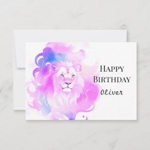 Tarjeta Moda Elegante acuarela León Cumpleaños