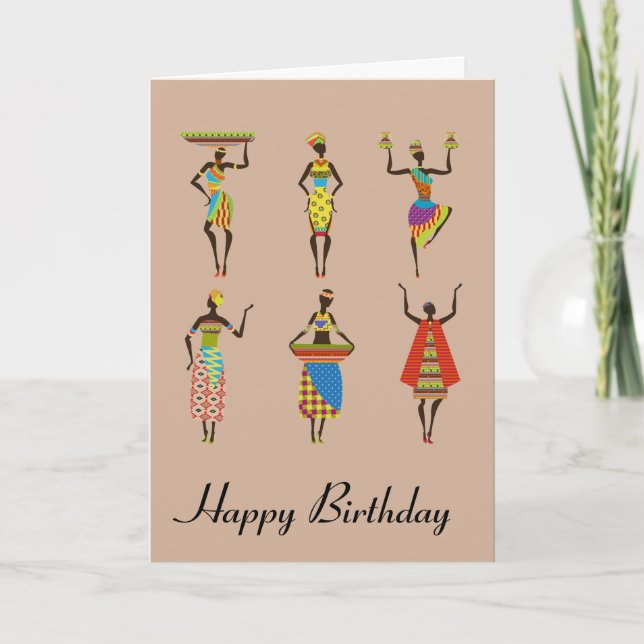 Tarjeta Moda étnica del cumpleaños del arte tribal african (Anverso)