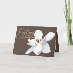 Tarjeta Moda Flor Floral Blanco Magnolia Flor Marrón Cumpl