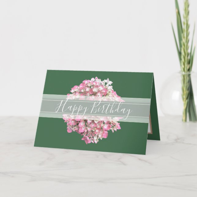 Tarjeta Moda floral bonito Hydrangea Flor Aniversario Verd (Anverso)