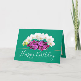 Tarjeta Moda Floral Bouquet Orchids & Peony Flowday Cumple