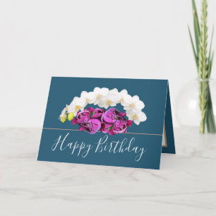 Tarjeta Moda Floral Bouquet Orchids & Peony Flowday Cumple