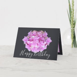 Tarjeta Moda floral Bouquet Pink Hydrangea Cumpleaños flor