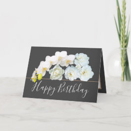 Tarjeta Moda Floral Bouquet Rosa y Flores Orquídeas Cumple