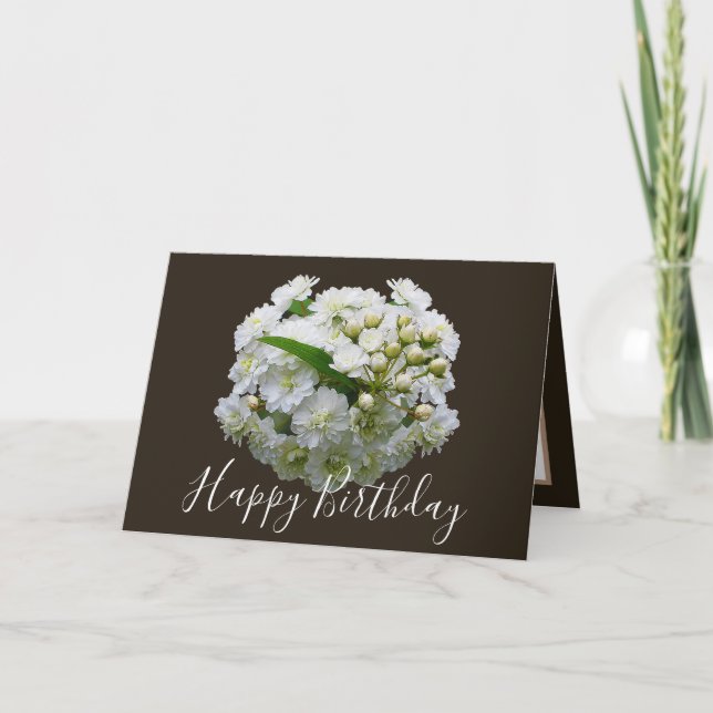Tarjeta Moda floral Bouquet White Spirea Cumpleaños floral (Anverso)