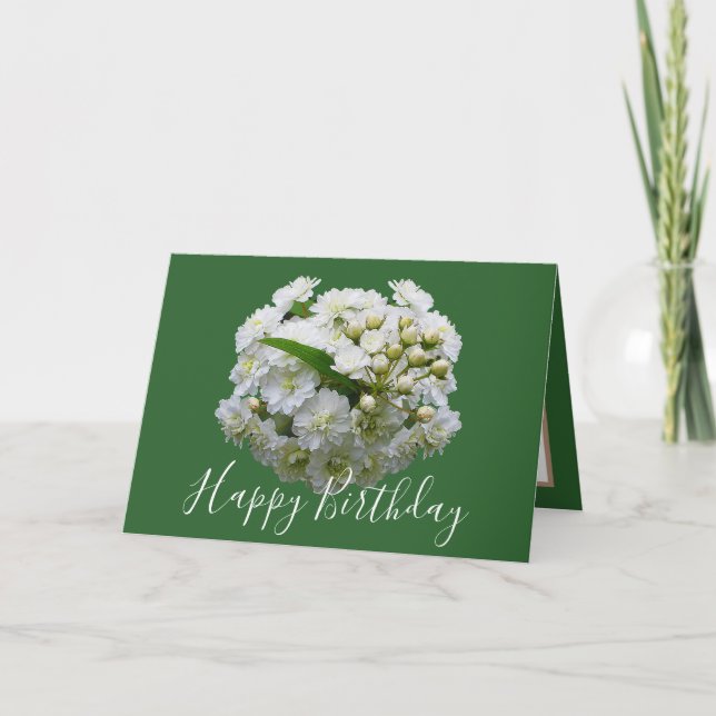 Tarjeta Moda floral Bouquet White Spirea Cumpleaños floral (Anverso)