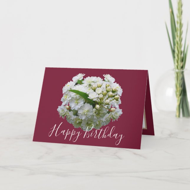 Tarjeta Moda floral Bouquet White Spirea Cumpleaños floral (Anverso)