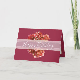 Tarjeta Moda floral Hydrangea Flor Bouquet Pink Cumpleaños