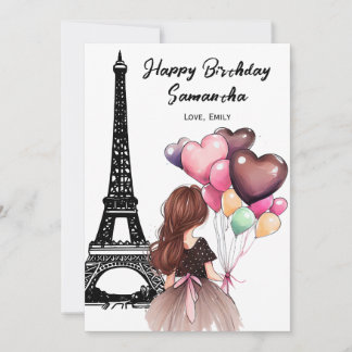 Tarjeta Moda fotográfica Torre Eiffel, globos cardíacos Cu