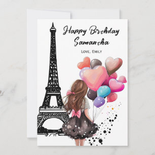 Tarjeta Moda fotográfica Torre Eiffel, globos cardíacos Cu