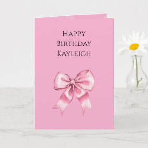 Tarjeta Moda Girly Pink Bows Cumpleaños