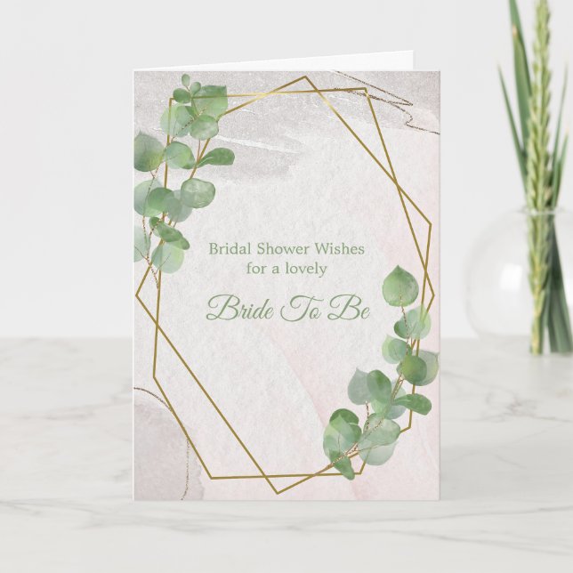 Tarjeta Moda Green Gold Greenery Bridal Shower (Anverso)