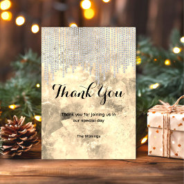 Tarjeta Moda gris oro diamante de imitación goteo gracias