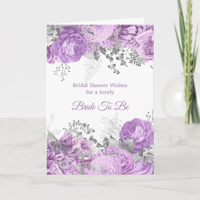 Tarjeta Moda Lilac Silver Floral Bridal Shower (Anverso)