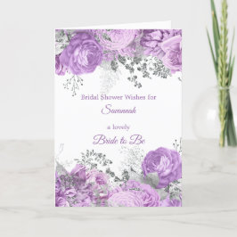Tarjeta Moda Lilac Silver Floral Nombre Bridal Shower