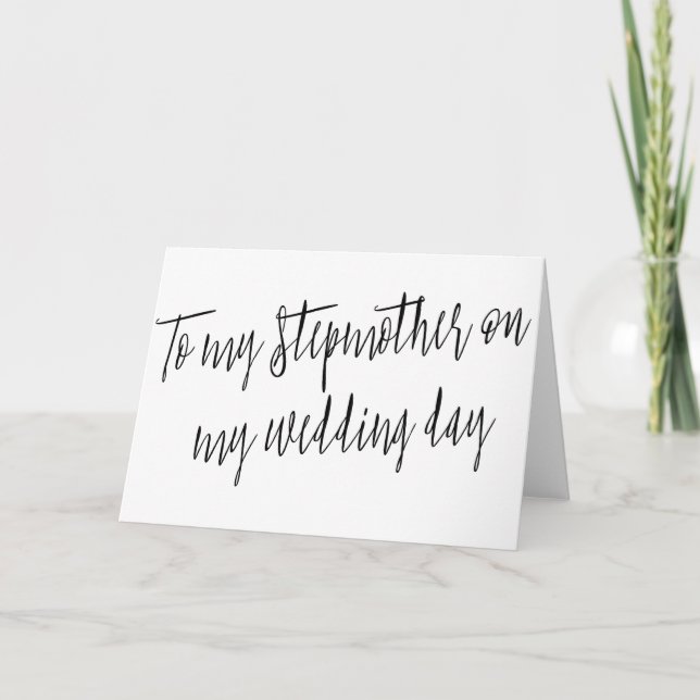 Tarjeta Moda moderna "A mi madrastra en el día de mi boda" (Anverso)