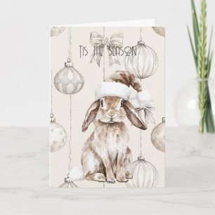 Tarjeta Moda Navidades Rústicos Cream Bunny Ornaments