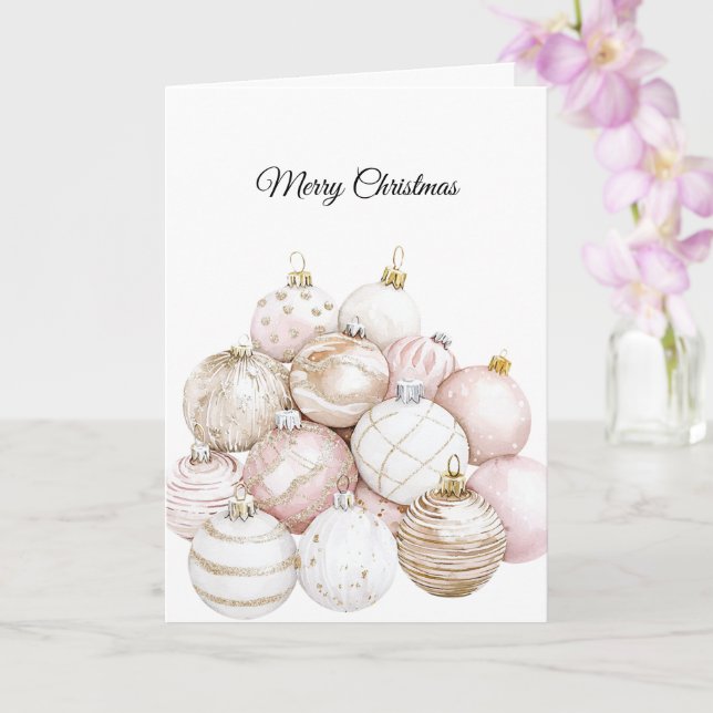 Tarjeta Moda Ornamentos de Navidad Rosa de Oro Blanco (Orquídea)