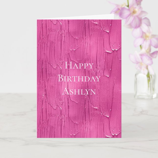 Tarjeta Moda Pastel Rosa Frotado Cumpleaños (Orquídea)