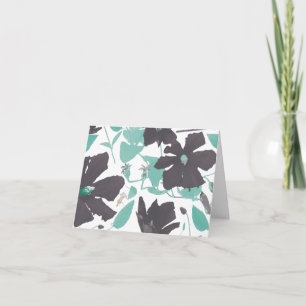 Tarjeta Moda Patrón floral gris Verde azulado femenino
