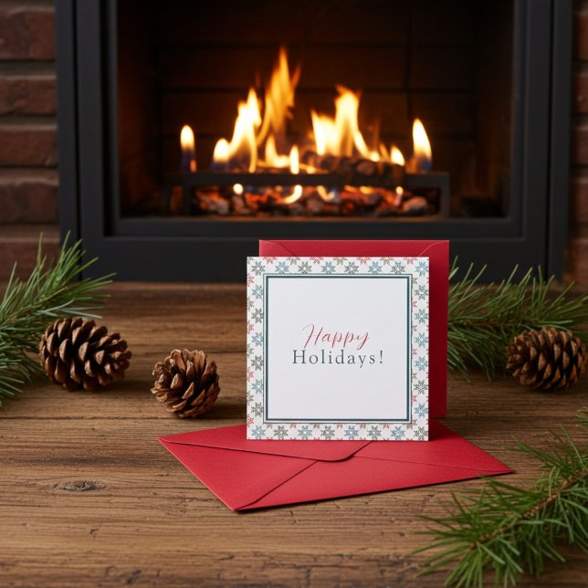 Tarjeta Moda personalizada Cuatro motivos de Poinsettia, N (Elegant, Modern Christmas Card for Family and Friends)