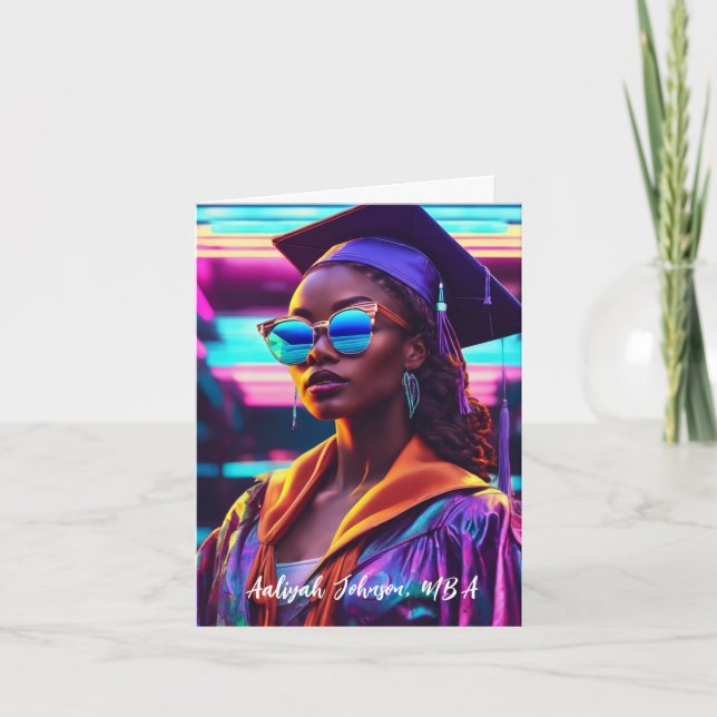 Tarjeta Moda personalizada Graduación afroamericana (Anverso)