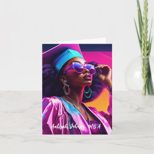 Tarjeta Moda personalizada Graduación afroamericana (Anverso)