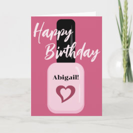 Tarjeta Moda personalizada Nail Pink moderno cumpleaños po