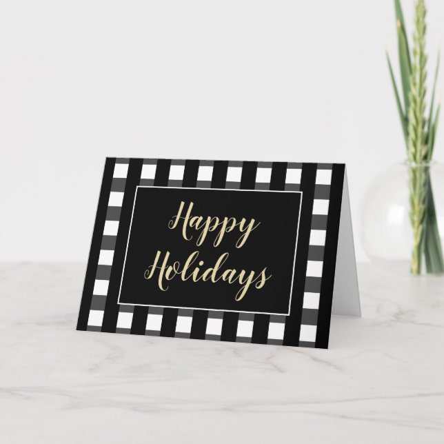 Tarjeta Moda personalizado Felices Fiestas en blanco y neg (Anverso)
