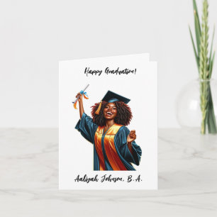 Tarjeta Moda personalizado Graduación de mujer afroamerica