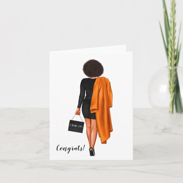 Tarjeta Moda personalizado Graduación de mujer afroamerica (Anverso)