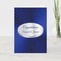 Moda Plata Azul Cuadrados Personalizar Felicitacio