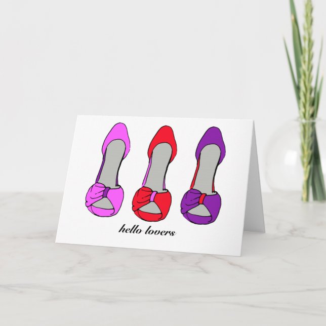 Tarjeta Moda Púrpura Rosa Stiletto Heels Red Shoe Lover (Anverso)